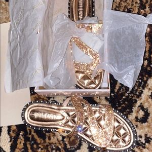 Rose Gold “Size 8” sandals- Fits like a “Size 7.5”